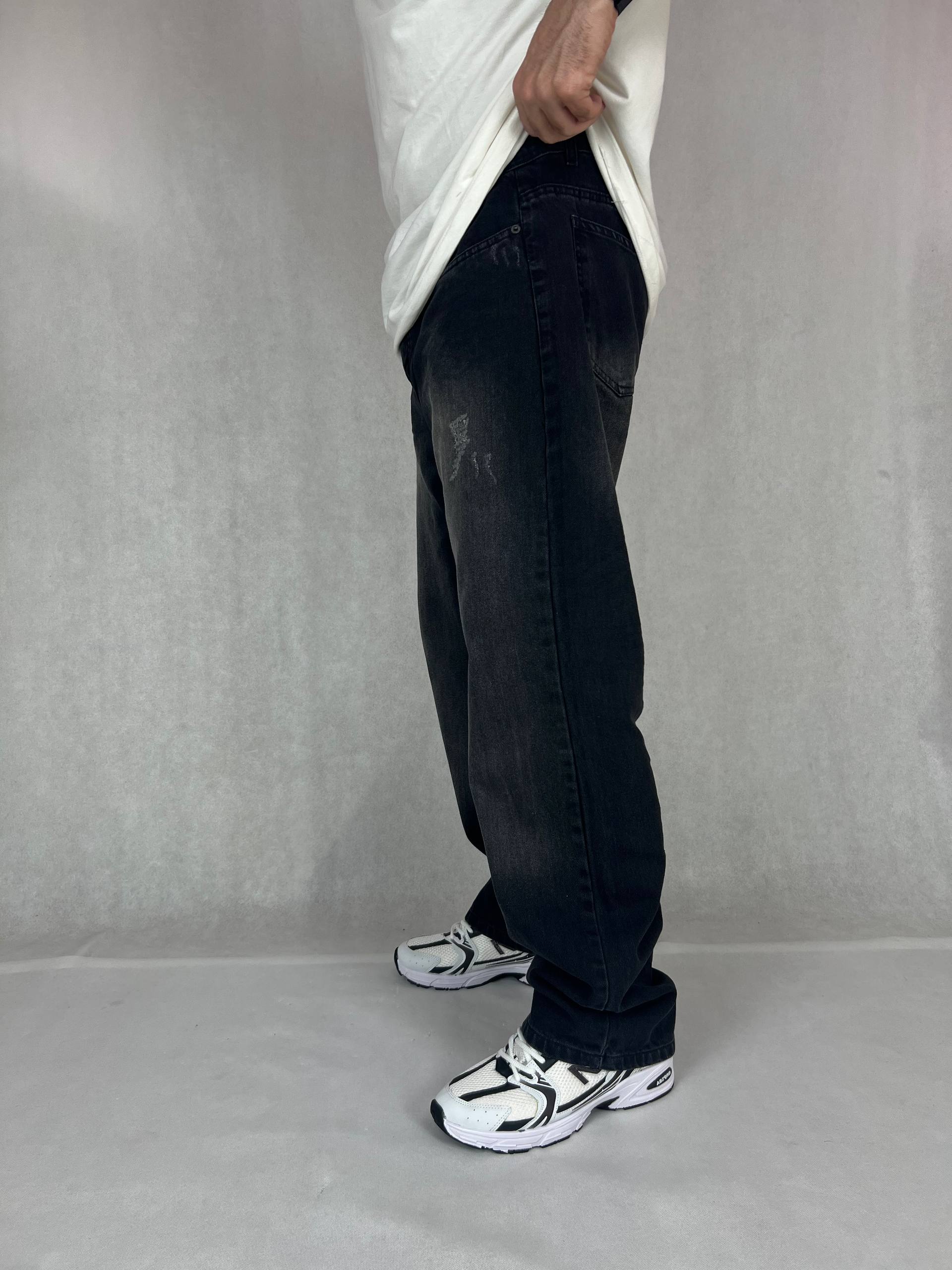 شلوار جین بگ ذغالی تیره