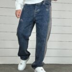 شلوار جین نیم بگ آبی تیره