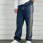 شلوار جین نیم بگ آبی تیره