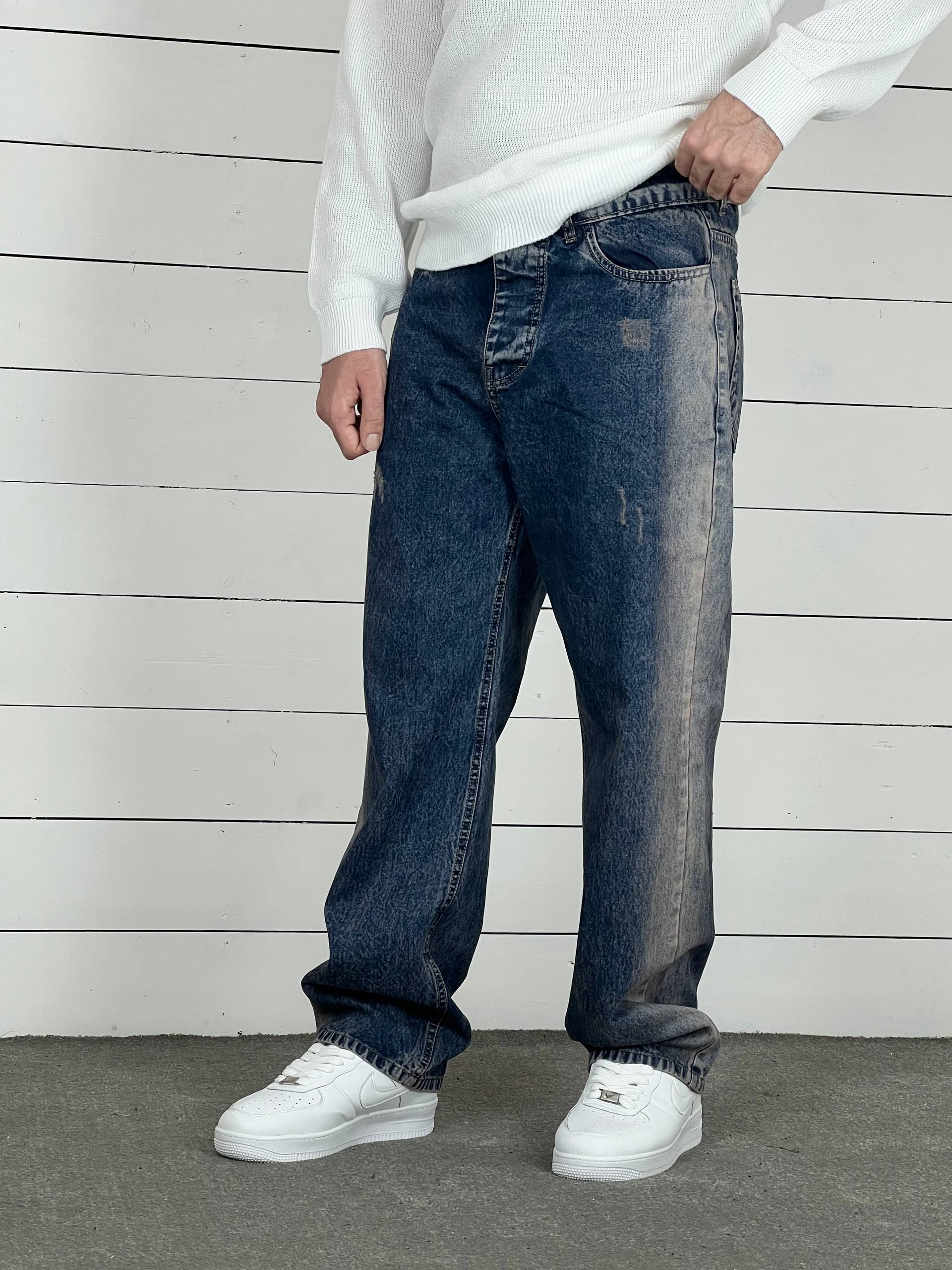 شلوار جین نیم بگ آبی تیره