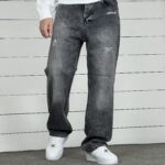 شلوار جین نیم بگ ذغالی