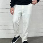 شلوار کتان نیم بگ استخوانی