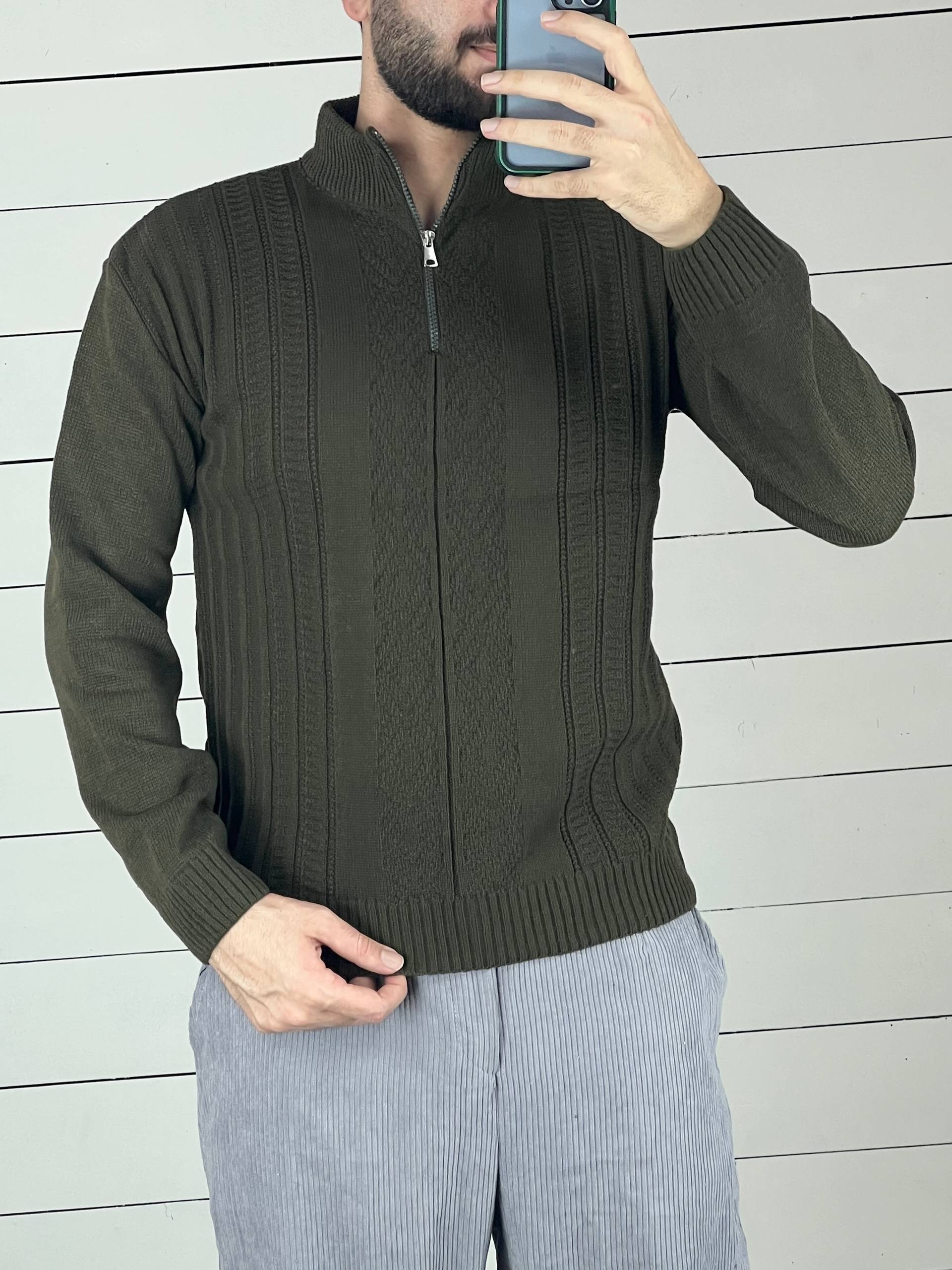 بافت نیم زیپ یقه ۵ سانت