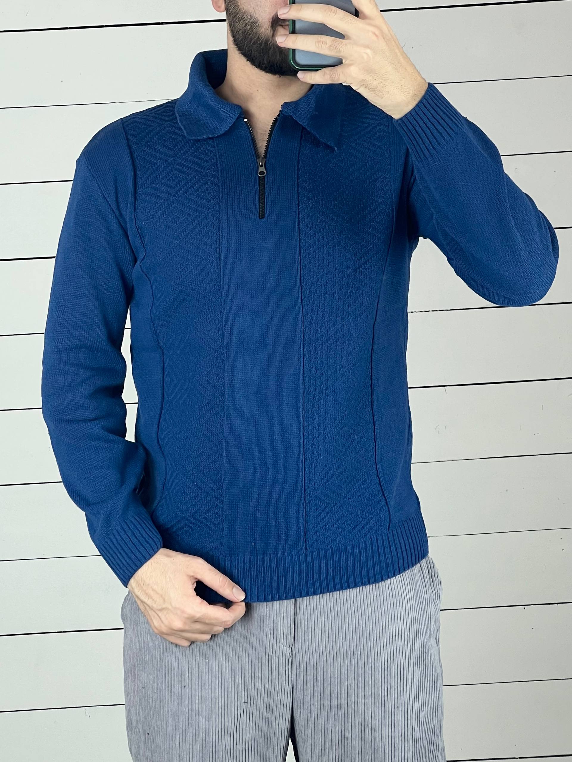 بافت نیم زیپ یقه دار