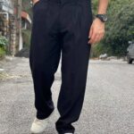 شلوار پارچه ای نیم بگ مشکی